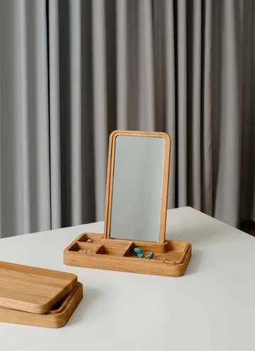 带首饰储物盒梳妆镜 32cm - 橡木 - Spring Copenhagen