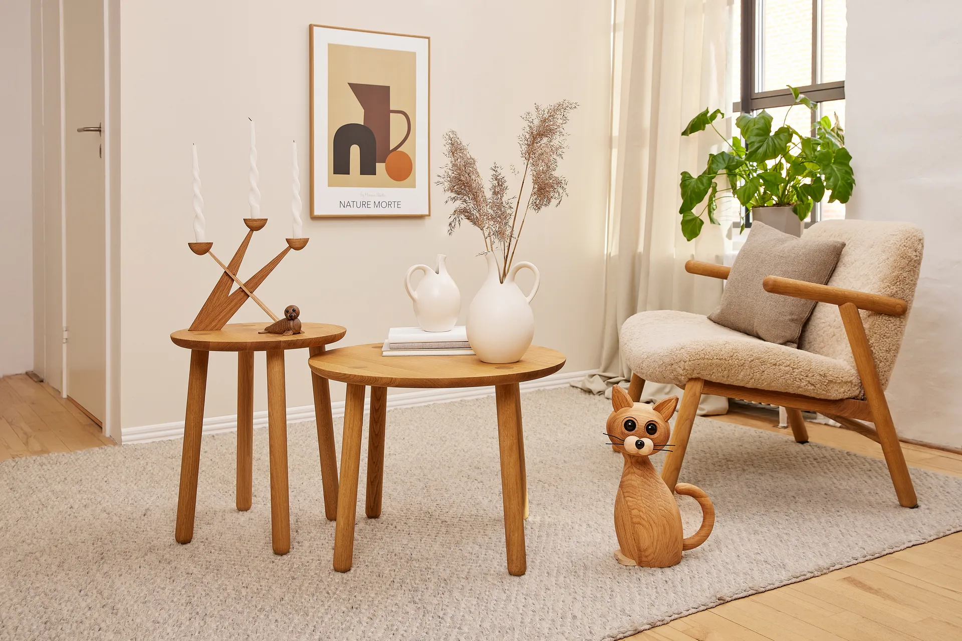经典幸运猫 摆件42cm, 橡木_枫木 Spring Copenhagen