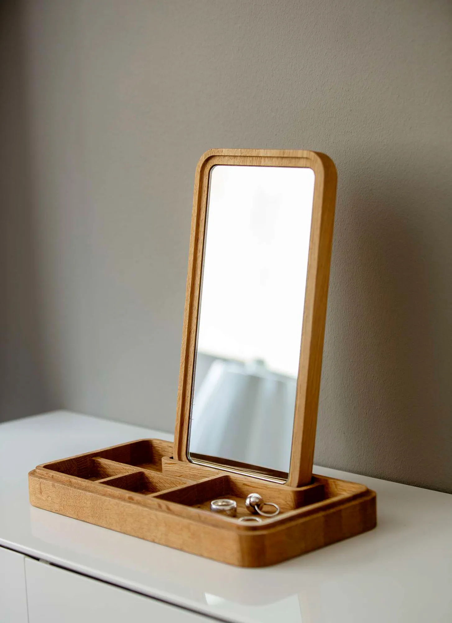 Mirror with jewellery box 32 cm, Oak Spring Copenhagen
