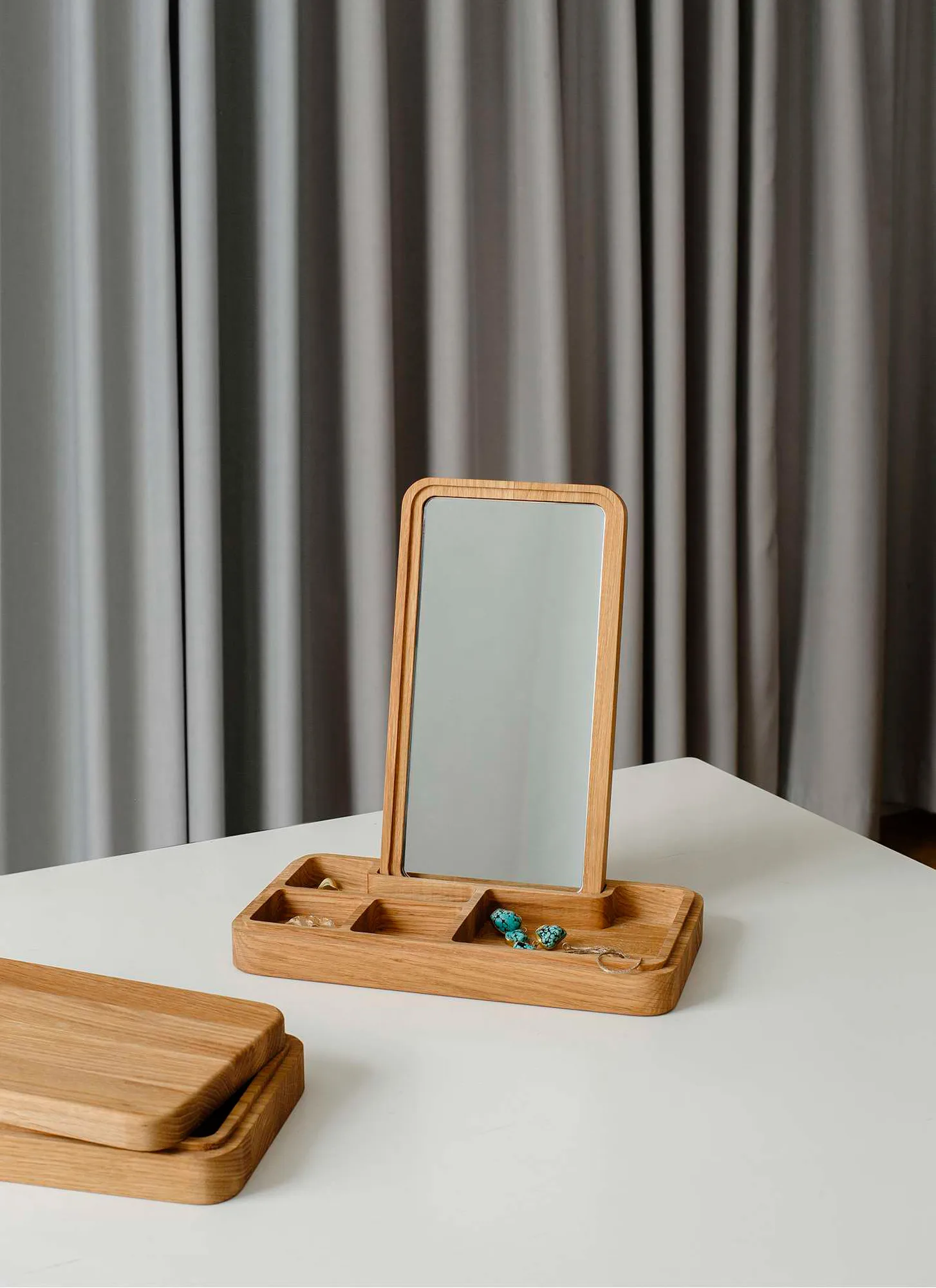 Mirror with jewellery box 32 cm, Oak Spring Copenhagen