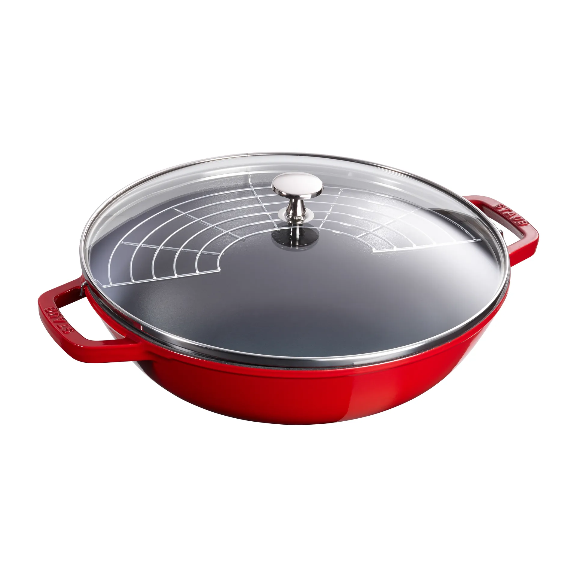 玻璃盖铁锅直径30cm4.4升, 红色 STAUB