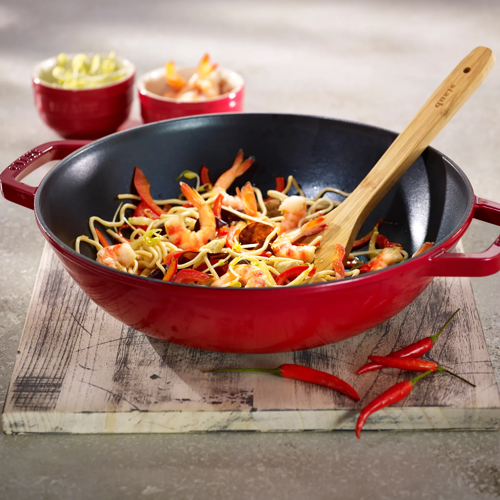 玻璃盖铁锅直径30cm4.4升, 红色 STAUB