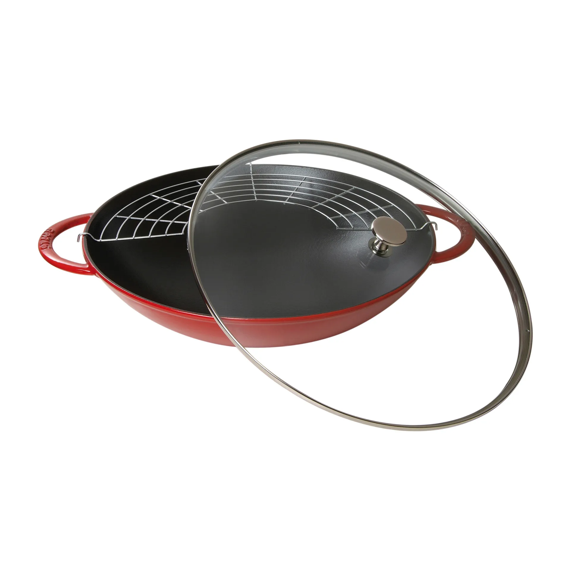 玻璃盖铁锅直径37cm5.7升, 红色 STAUB