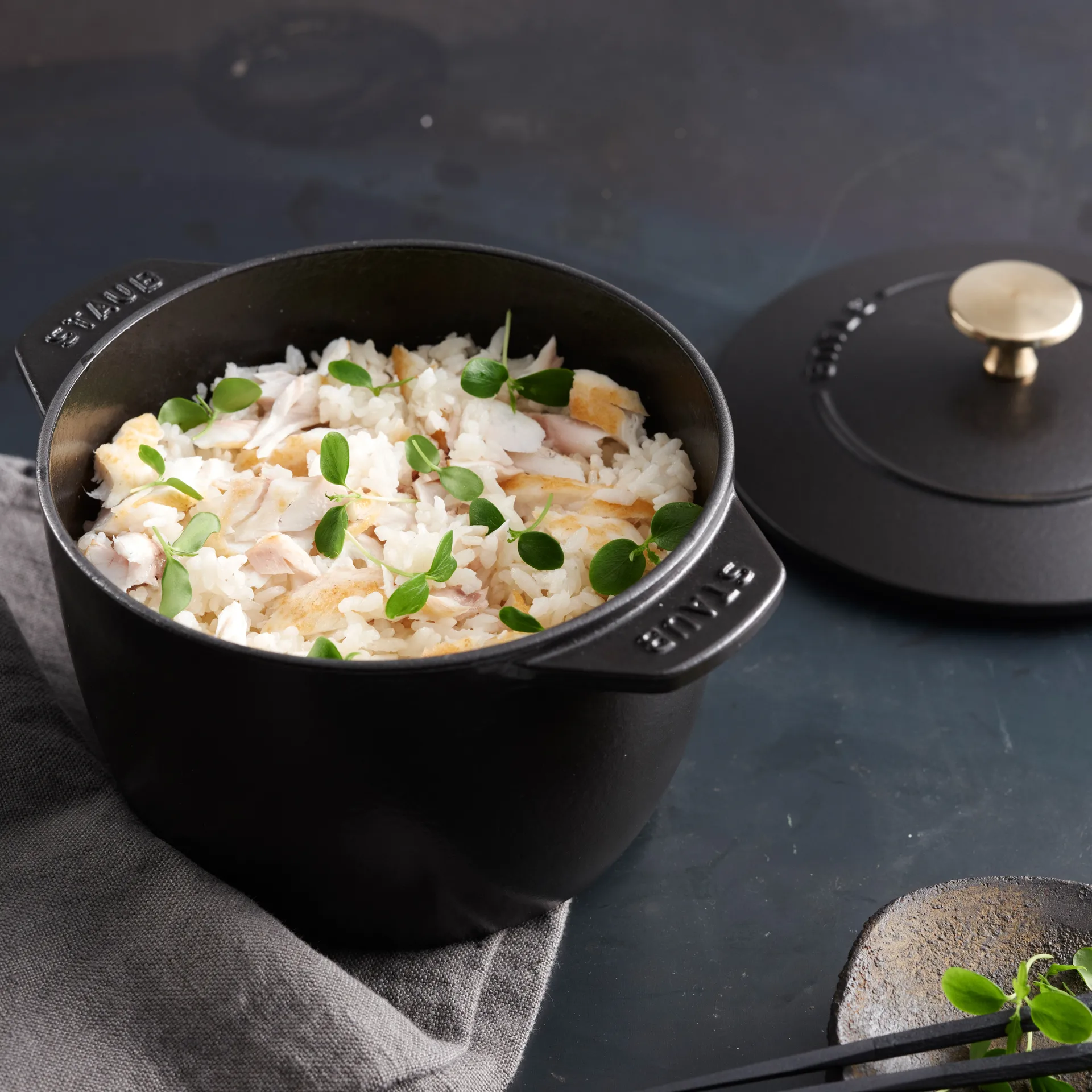 Rice cocotte cast iron pot 1.6 L, 黑色 STAUB