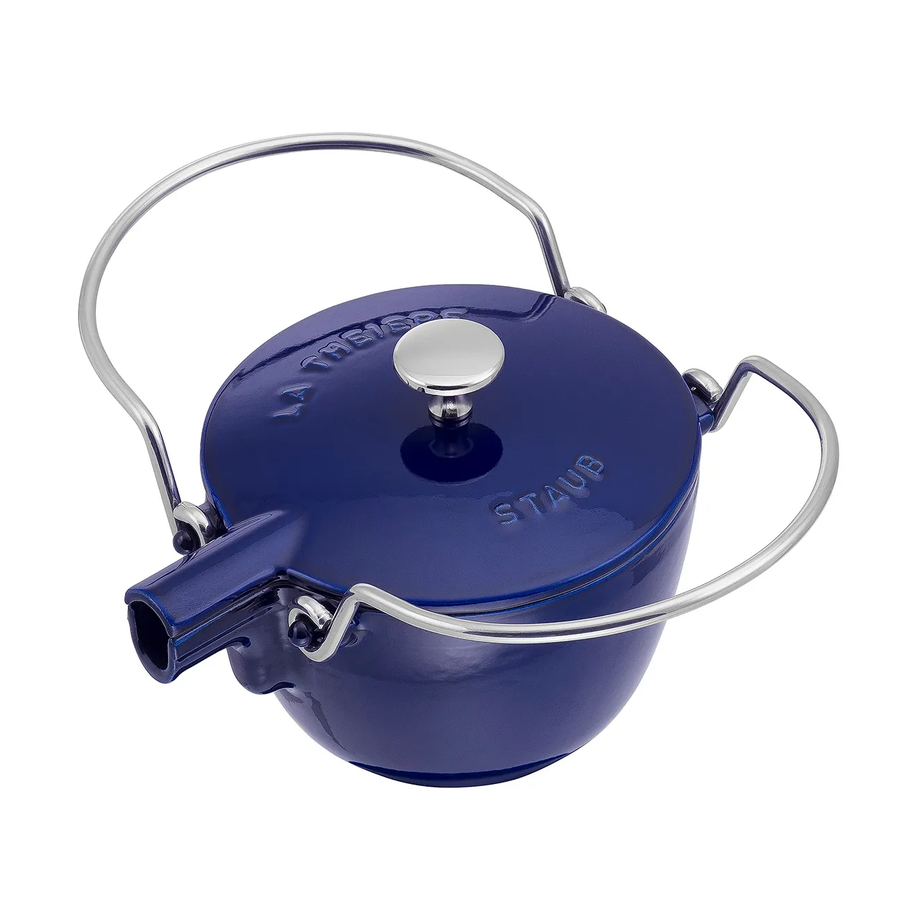 Staub 圆形铸铁茶壶 1.15升, 深蓝色 STAUB
