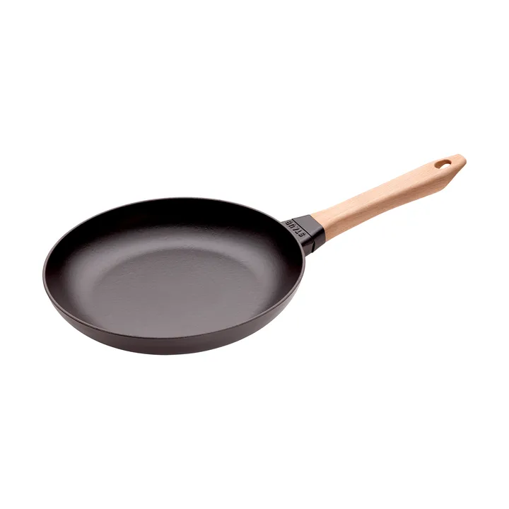 Staub黑色铸铁煎锅浅色木柄 - Ø26cm - STAUB