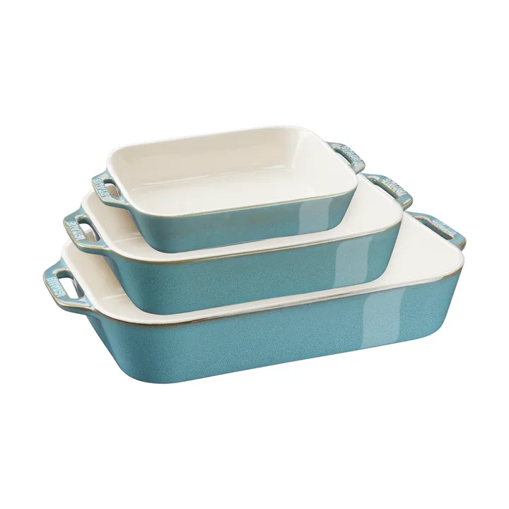Staub 烤盘3件 - 仿古蓝绿色 - STAUB