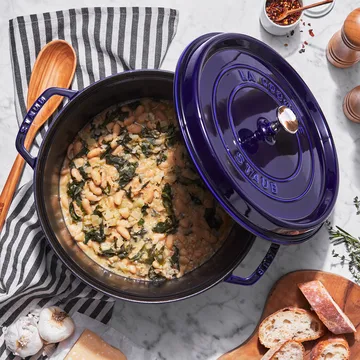 Staub 圆形炖锅 三层搪瓷 3.8升 - 深蓝色 - STAUB