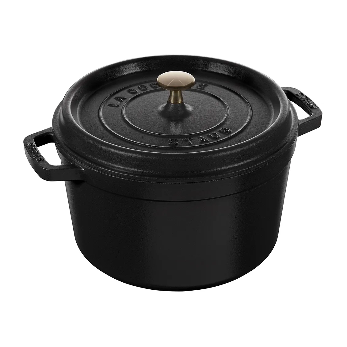 Staub 圆形高身炖锅4.8升, 哑光黑色 STAUB