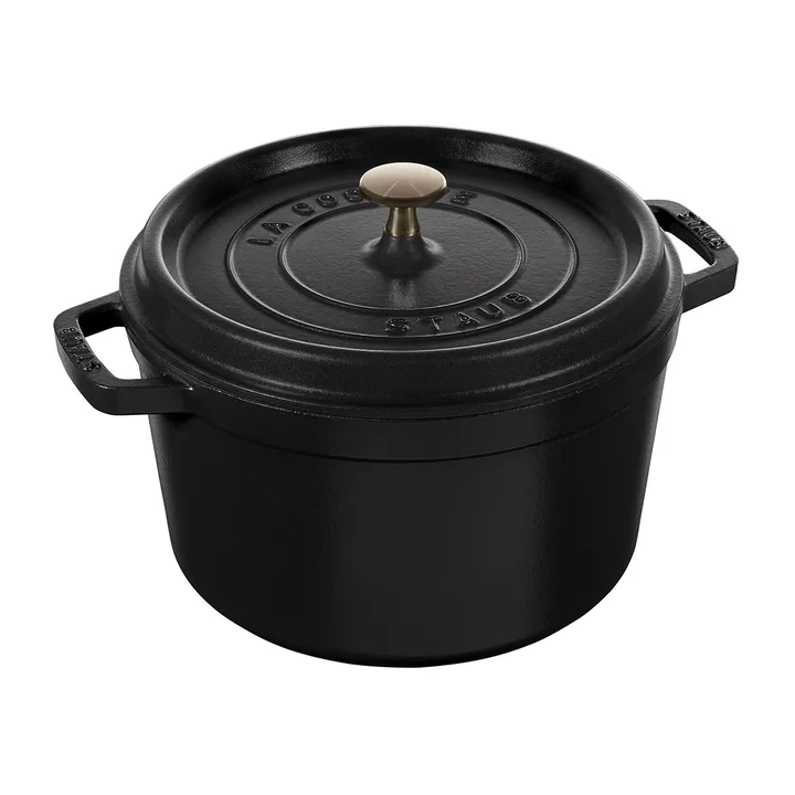 Staub 圆形高身炖锅4.8升 - 哑光黑色 - STAUB