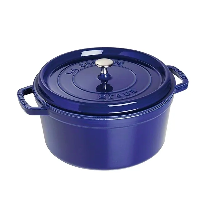 Staub 圆形炖锅 三层搪瓷 6.7升, 深蓝色 STAUB
