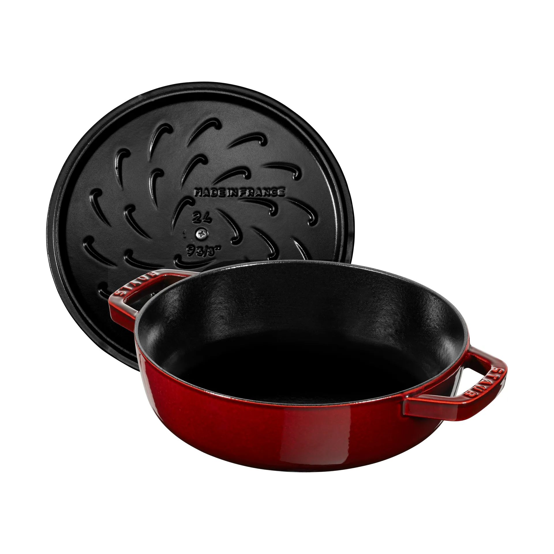 Staub Chistera铸铁煎炖锅直径28cm, 石榴红色 STAUB