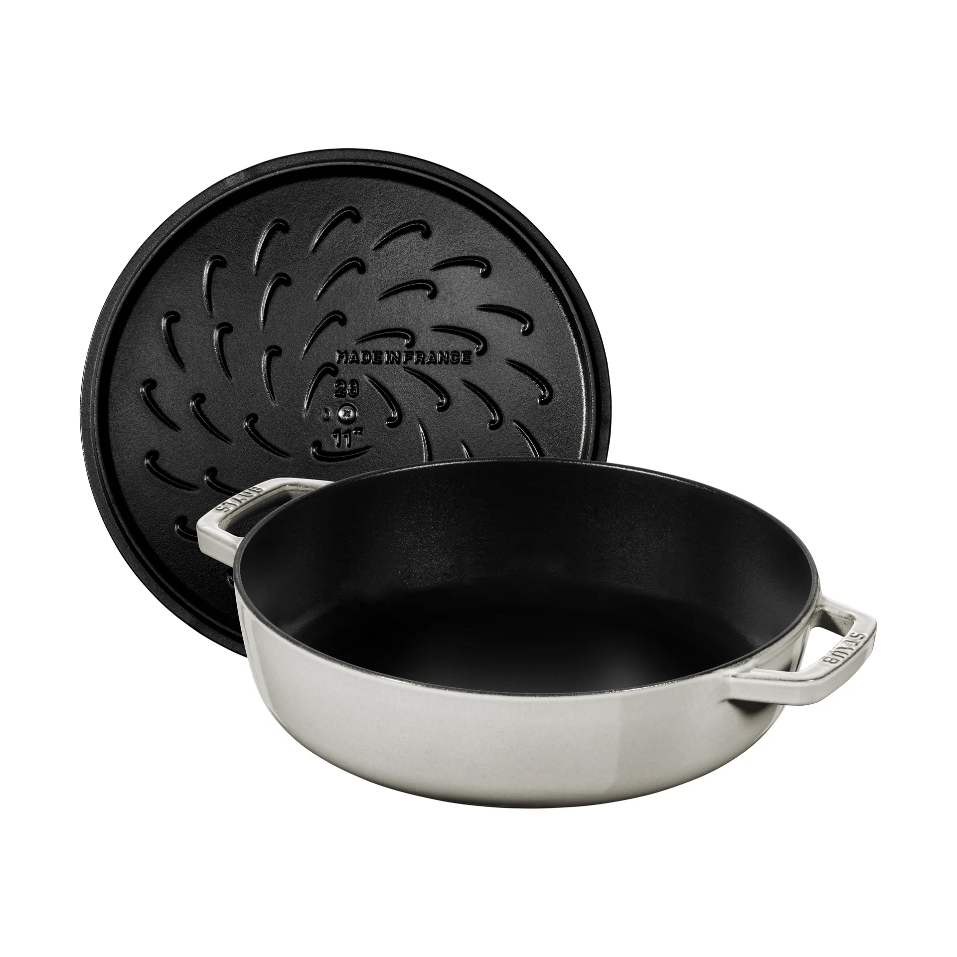 Staub Chistera铸铁煎炖锅直径28cm, 白松露色 STAUB
