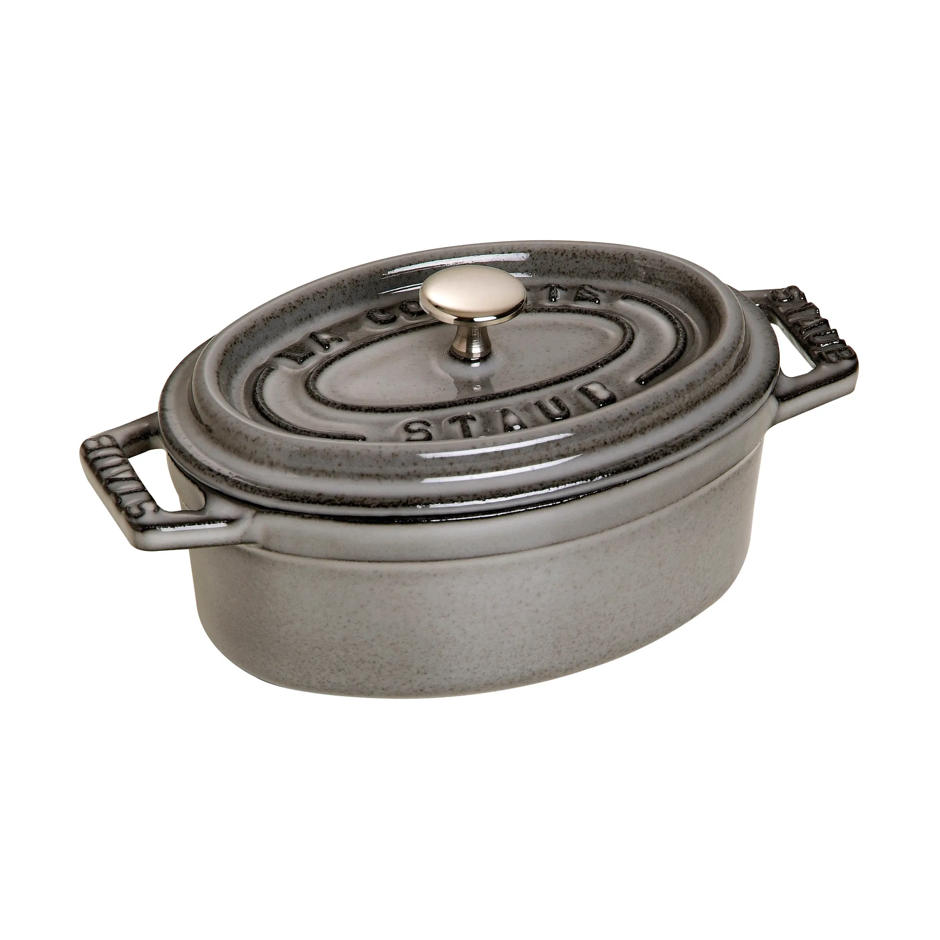 Staub La Cocotte椭圆迷你铸铁炖锅0.25升, 石墨灰色 STAUB