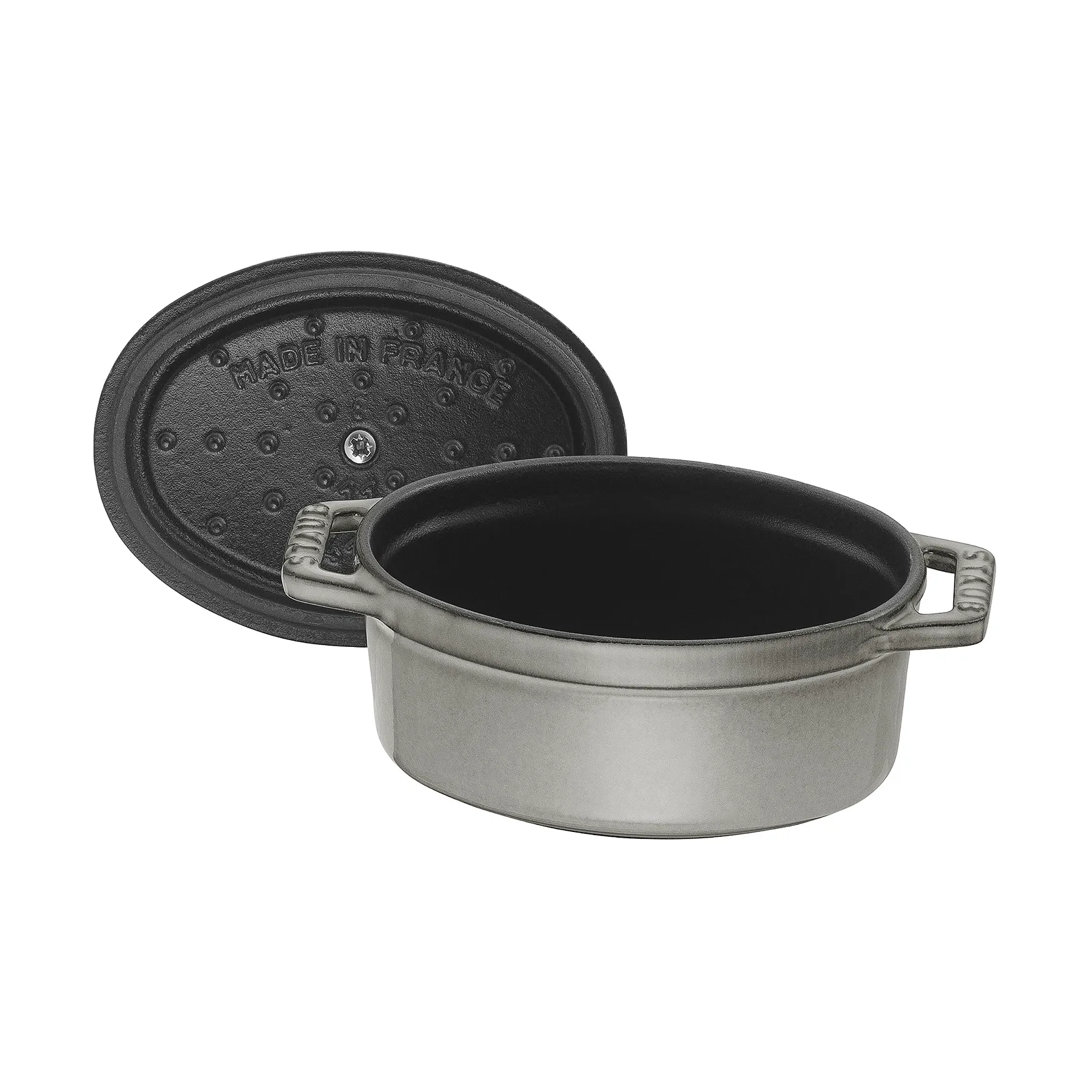 Staub La Cocotte椭圆迷你铸铁炖锅0.25升, 石墨灰色 STAUB