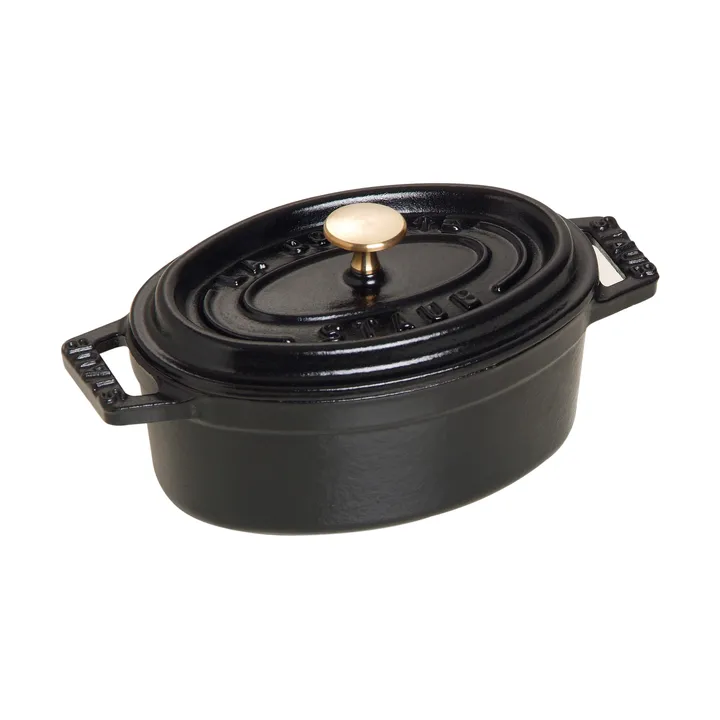 Staub La Cocotte椭圆迷你铸铁炖锅0.25升 - 黑色 - STAUB
