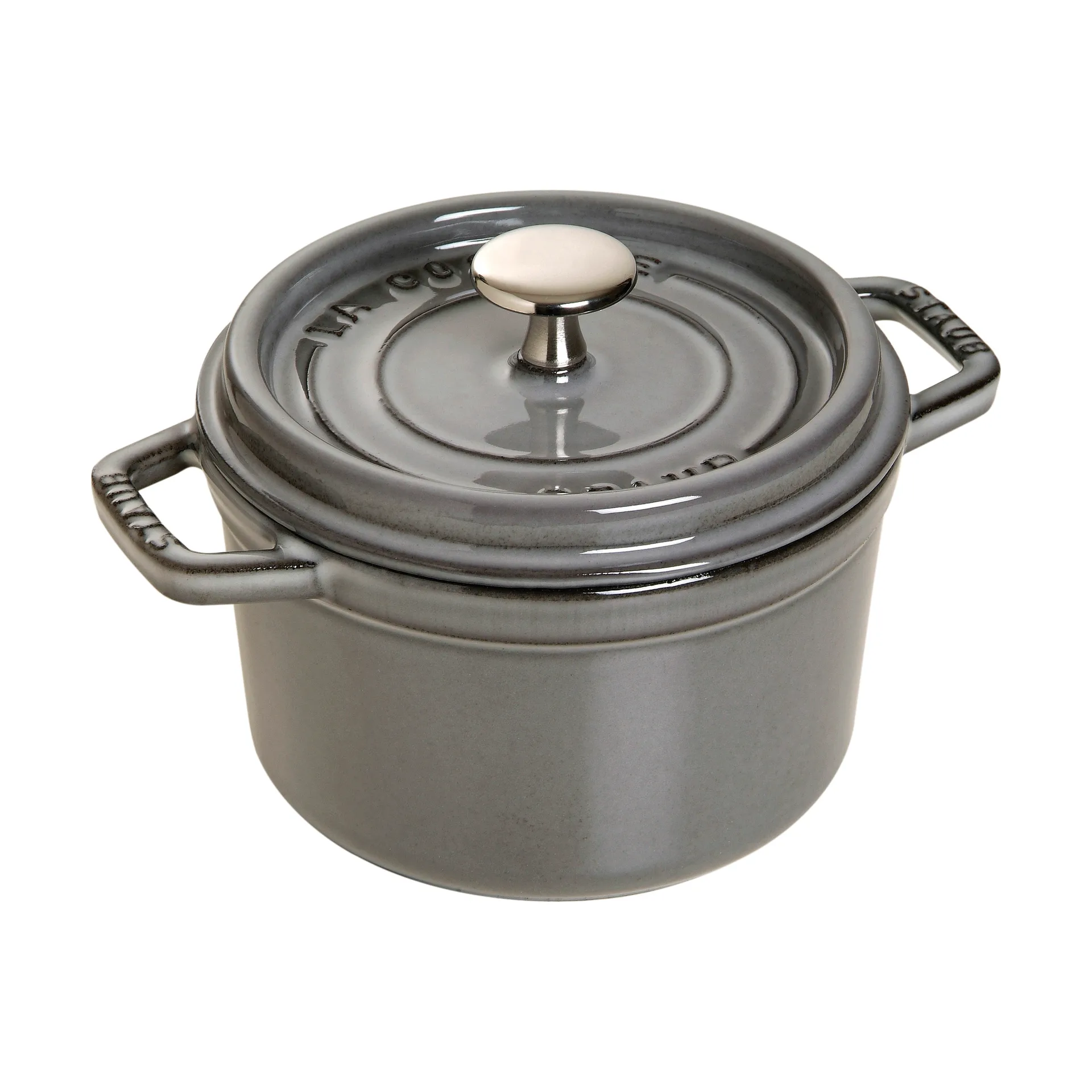 Staub La Cocotte圆形铸铁炖锅0.8升, 石墨灰色 STAUB