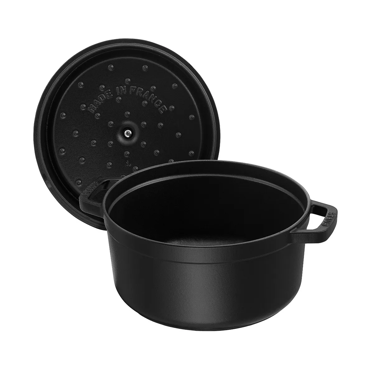 Staub La Cocotte圆形铸铁炖锅0.8升, 黑色 STAUB