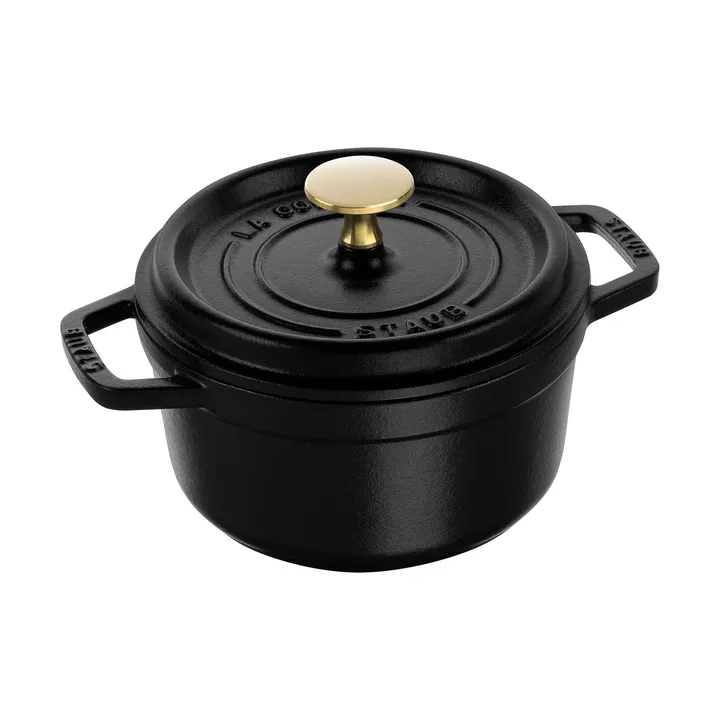 Staub La Cocotte圆形铸铁炖锅1.2升 - 黑色 - STAUB