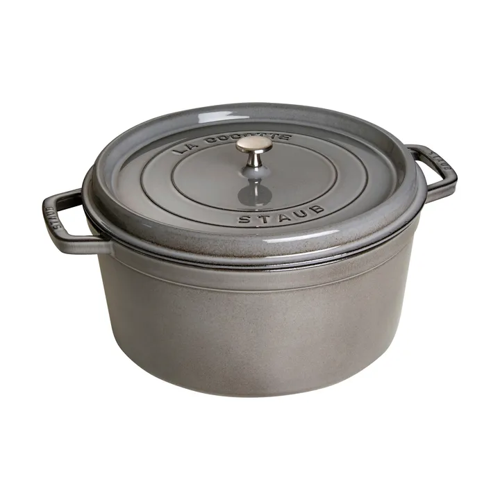 Staub La Cocotte圆形铸铁炖锅12.6升 - 石墨灰色 - STAUB