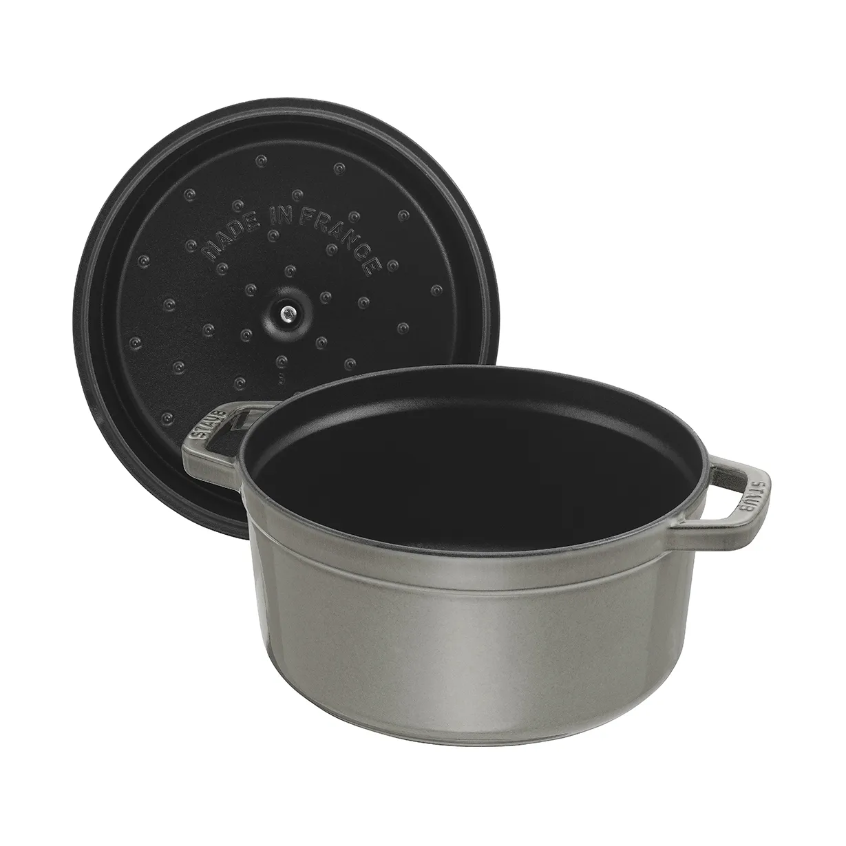 Staub La Cocotte圆形铸铁炖锅1.7升, 石墨灰色 STAUB