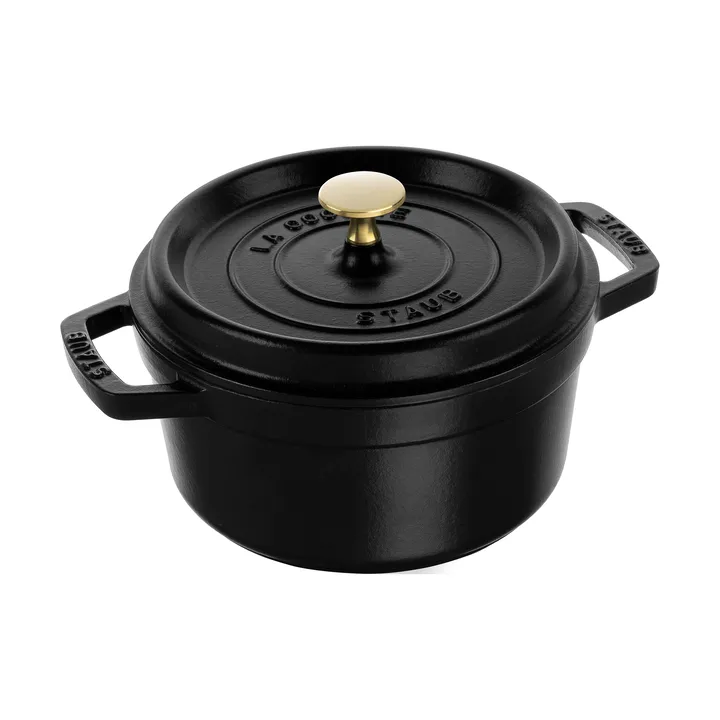Staub La Cocotte圆形铸铁炖锅2.2升 - 黑色 - STAUB