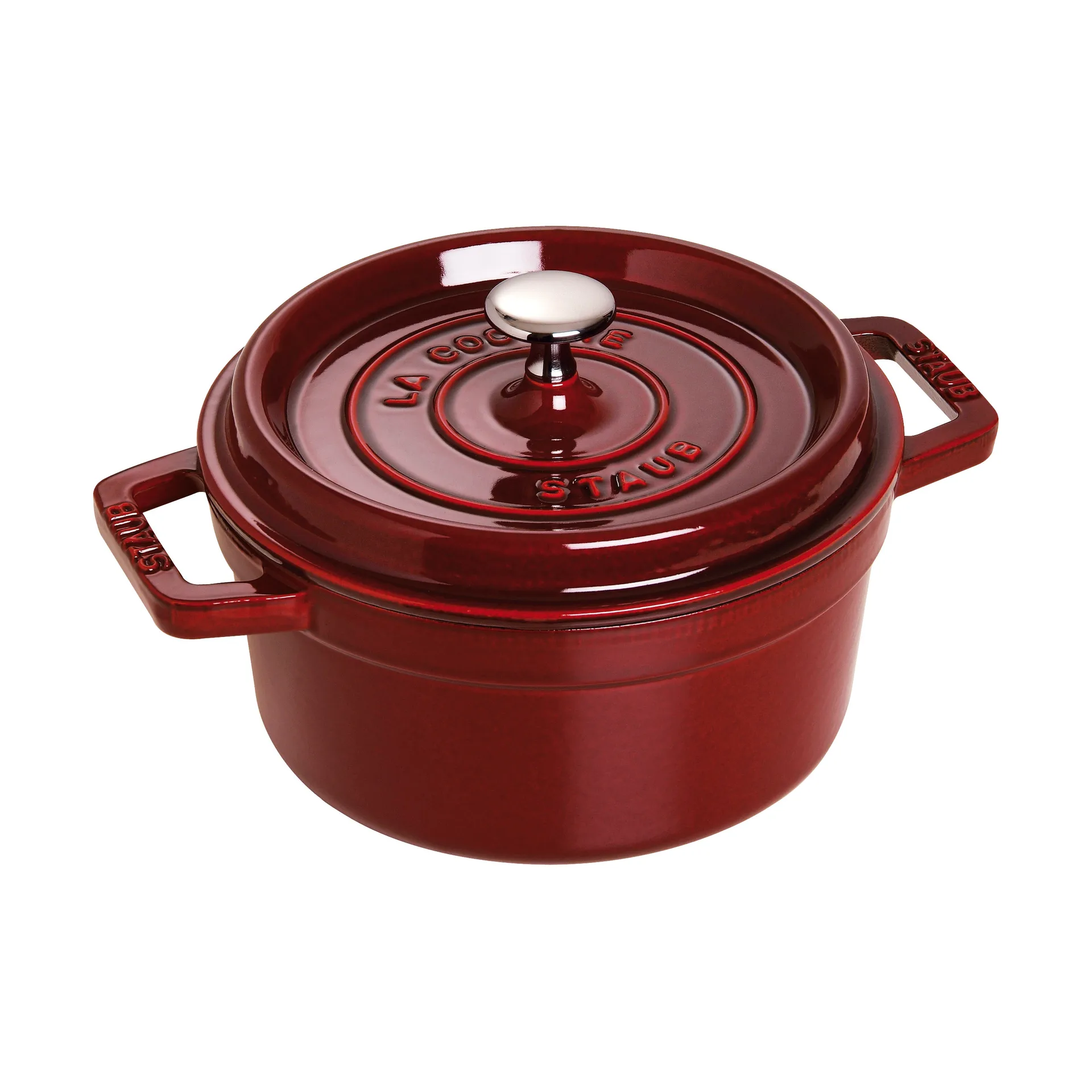Staub La Cocotte圆形铸铁炖锅2.6升, 石榴红色 STAUB