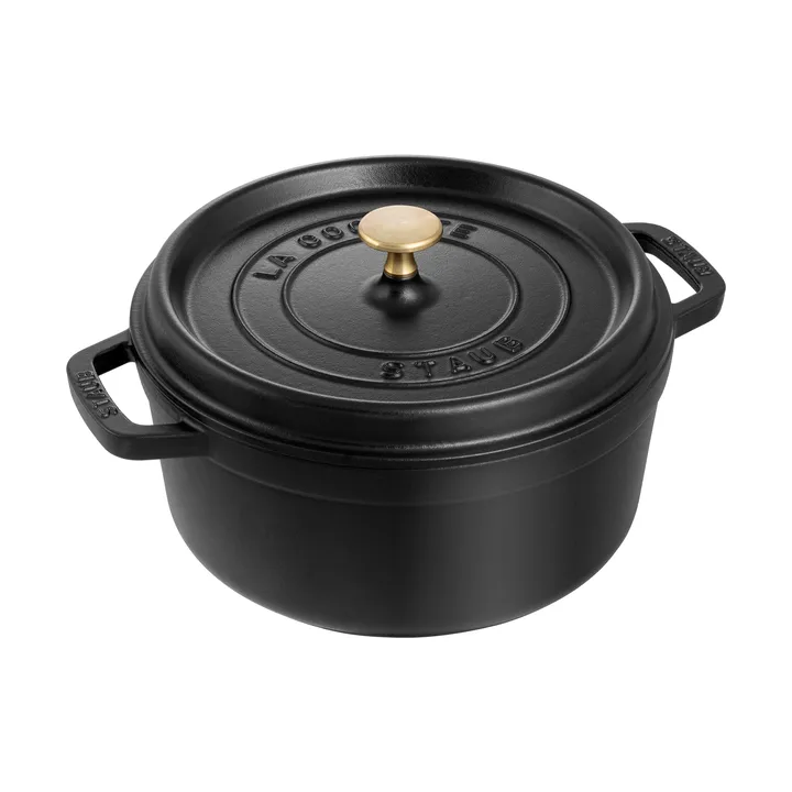Staub La Cocotte圆形铸铁炖锅2.6升 - 黑色 - STAUB