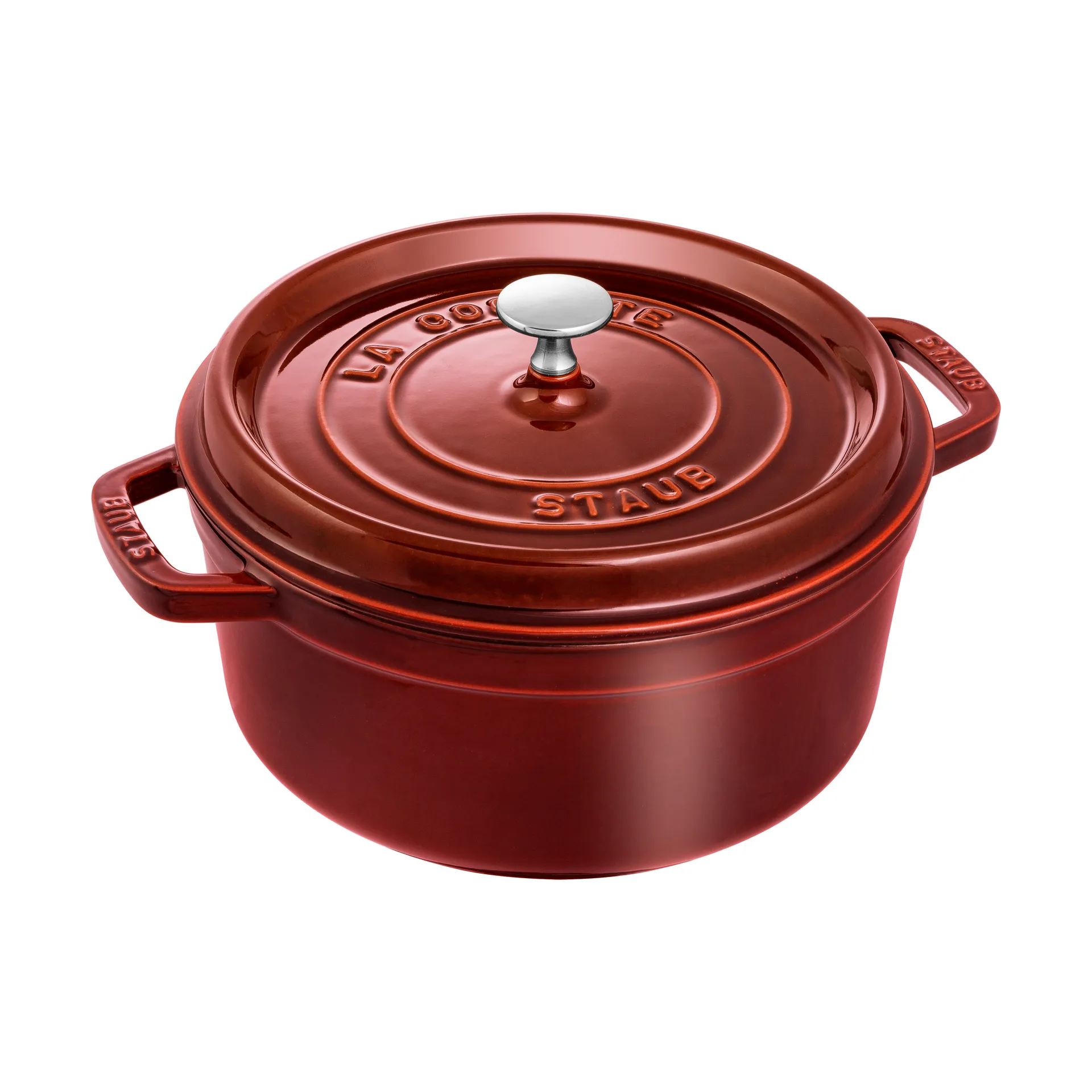 Staub La Cocotte圆形铸铁炖锅3.8升, 石榴红色 STAUB