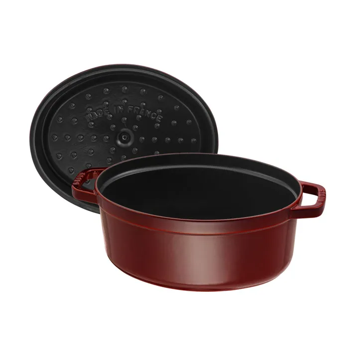 Staub La Cocotte椭圆形铸铁炖锅4.2升, 石榴红色 STAUB