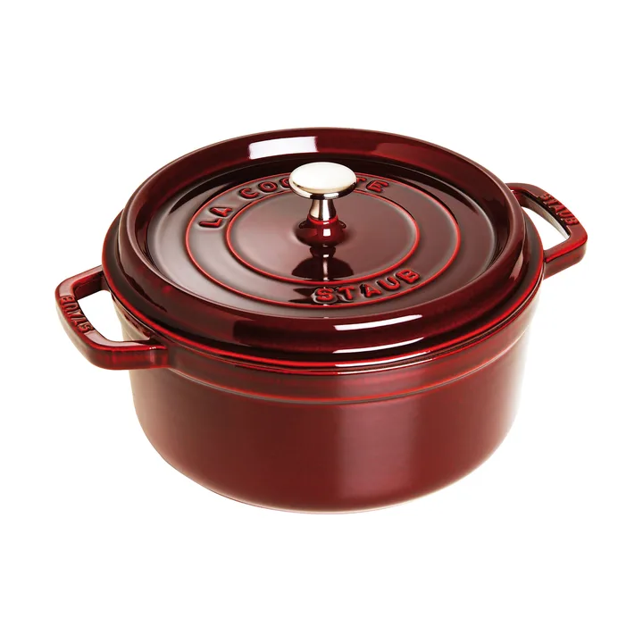 Staub La Cocotte圆形铸铁炖锅5.2升 - 石榴红色 - STAUB