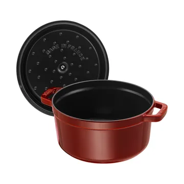 Staub La Cocotte圆形铸铁炖锅5.2升 - 石榴红色 - STAUB
