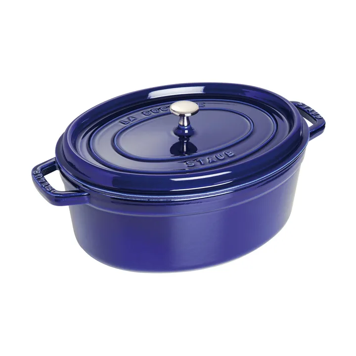 Staub La Cocotte椭圆形铸铁炖锅5.5升 - 深蓝色 - STAUB