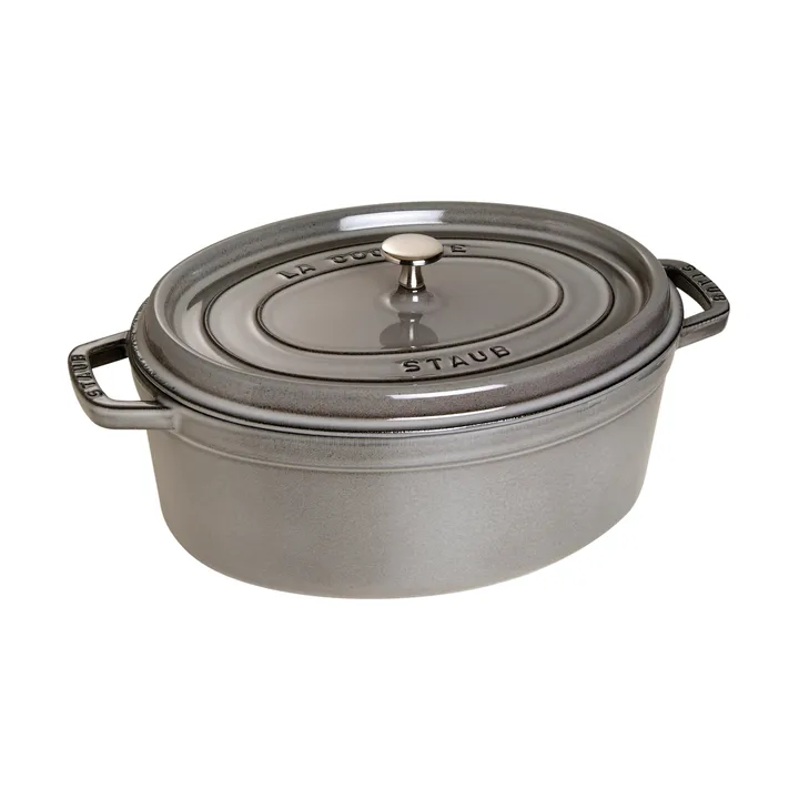Staub La Cocotte椭圆形铸铁炖锅6.7升 - 石墨灰色 - STAUB