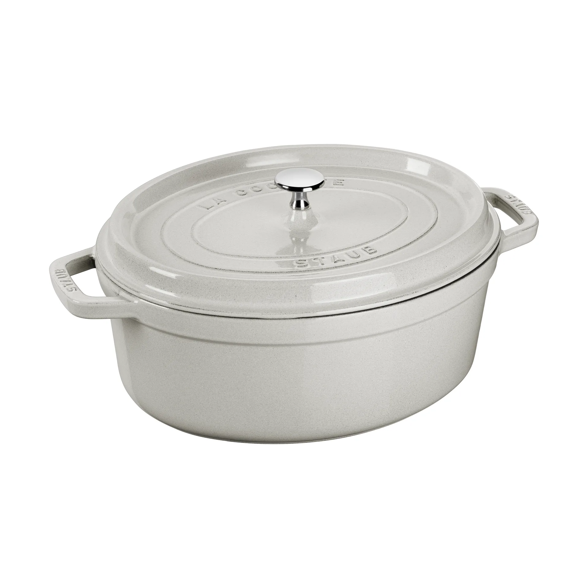 Staub La Cocotte椭圆形铸铁炖锅6.7升, 白松露色 STAUB
