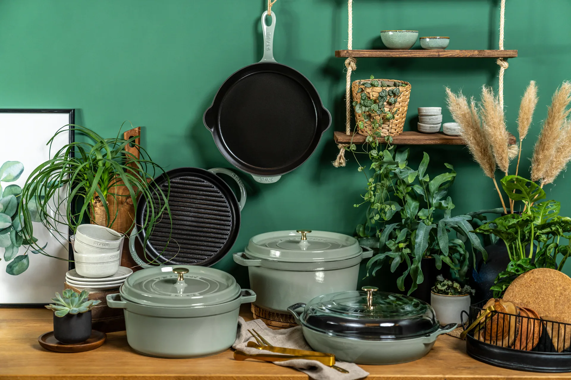 Staub La Cocotte圆形铸铁炖锅6.7升, 桉木色_木色 STAUB