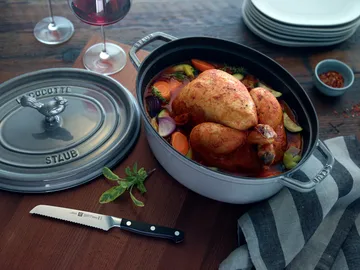 Staub La Cocotte椭圆形铸铁炖锅8升 - 石墨灰色 - STAUB