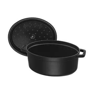 Staub La Cocotte椭圆形铸铁炖锅8升 - 黑色 - STAUB