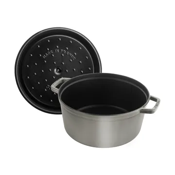 Staub La Cocotte圆形铸铁炖锅8.4升 - 石墨灰色 - STAUB