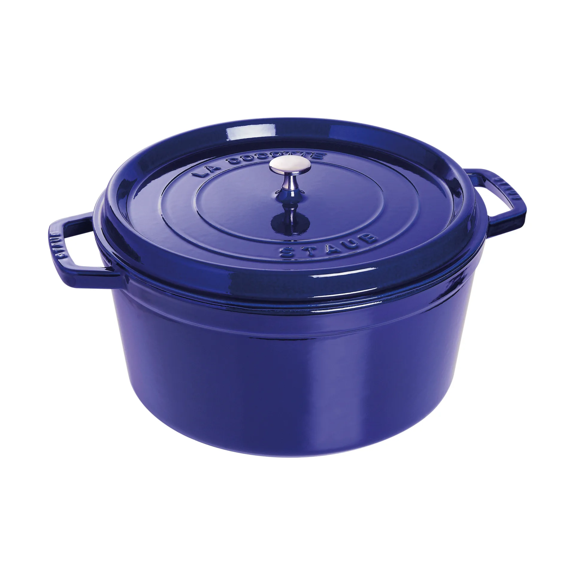Staub La Cocotte圆形铸铁炖锅8.4升, 深蓝色 STAUB