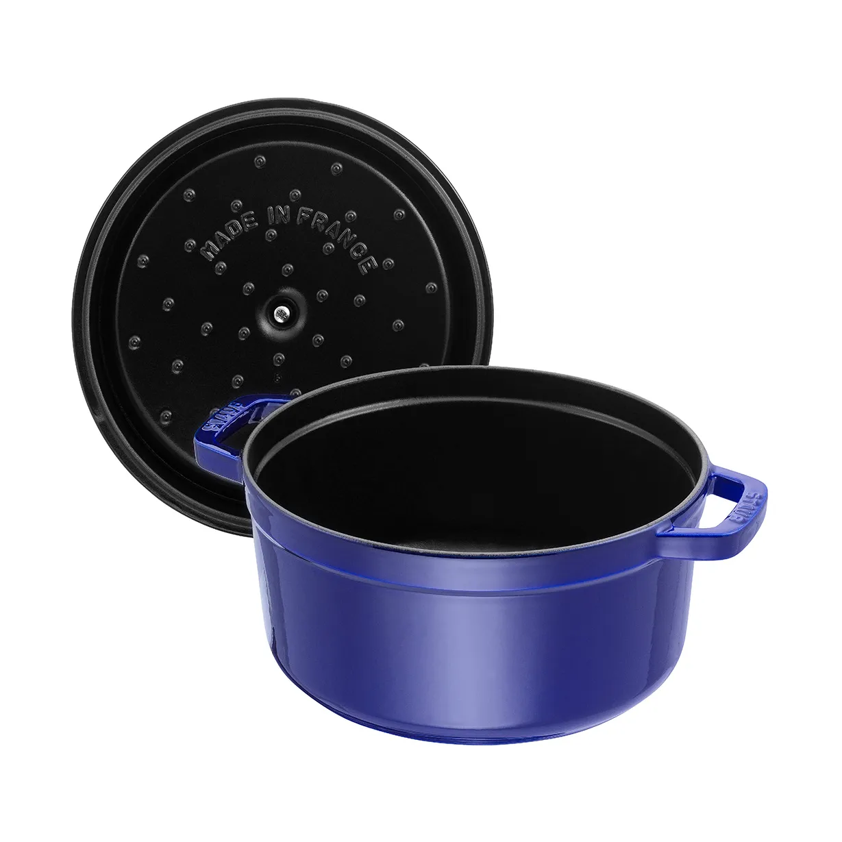 Staub La Cocotte圆形铸铁炖锅8.4升, 深蓝色 STAUB