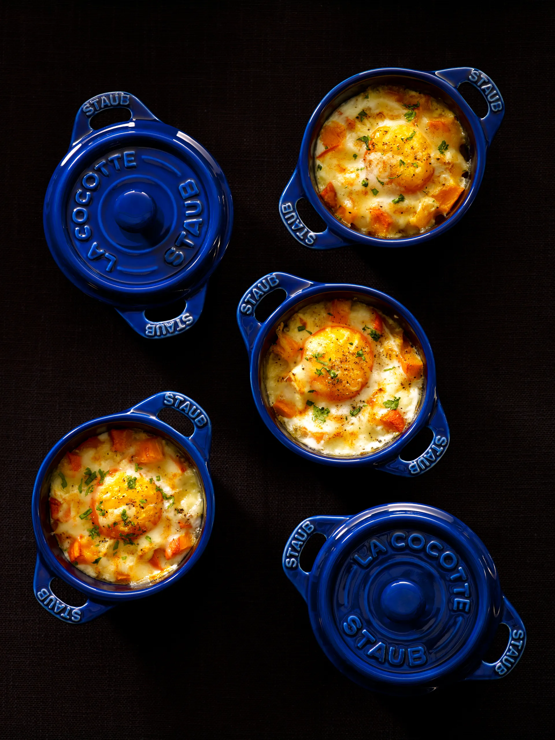 Staub round mini 砂锅  dish 0.2 l, 蓝色 STAUB