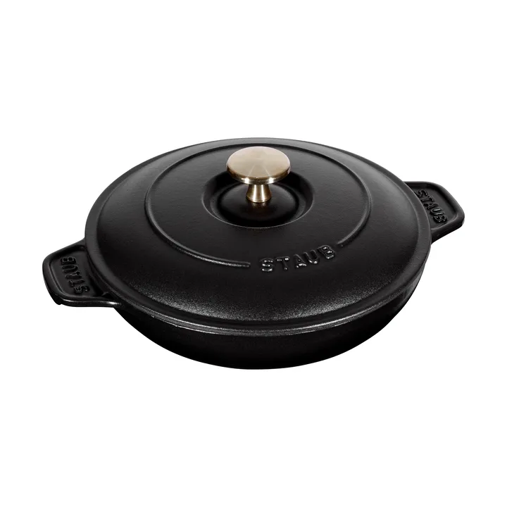 Staub圆形铸铁烤盘带盖直径20cm - 黑色 - STAUB