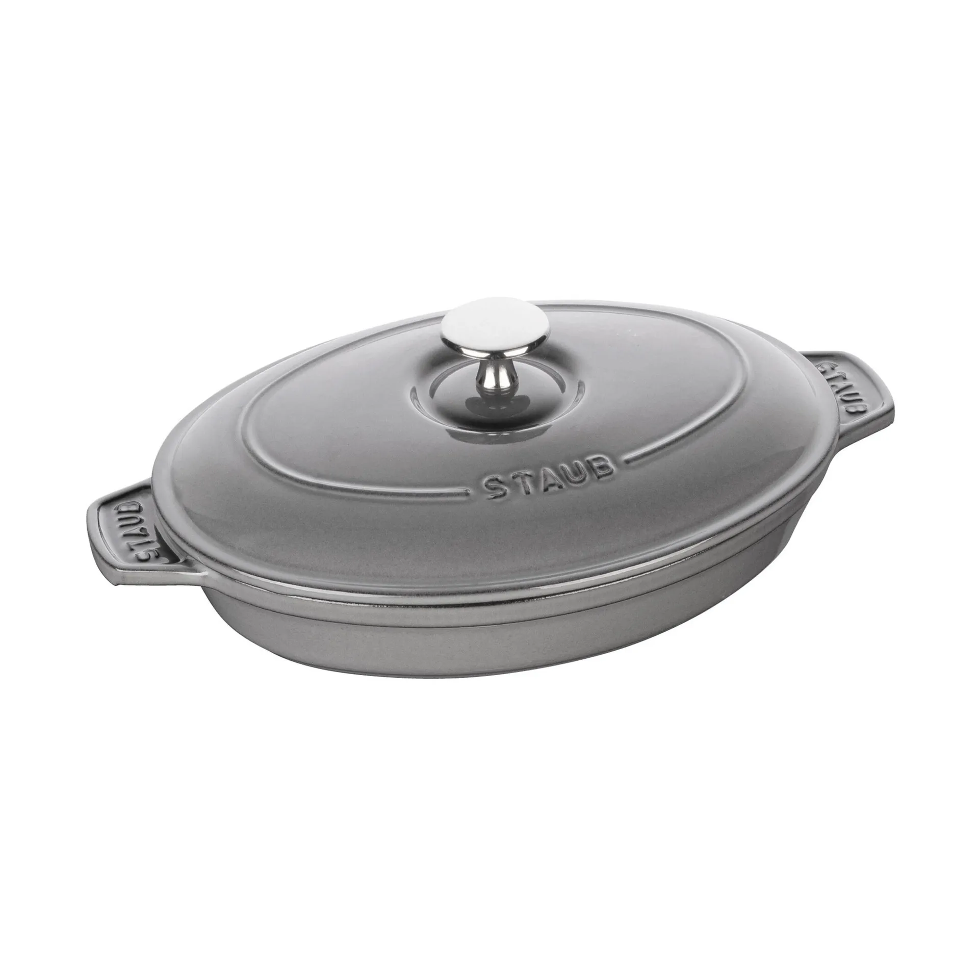 Staub椭圆形铸铁烤盘带盖23cm, 石墨灰色 STAUB