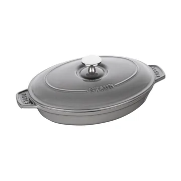 Staub椭圆形铸铁烤盘带盖23cm - 石墨灰色 - STAUB