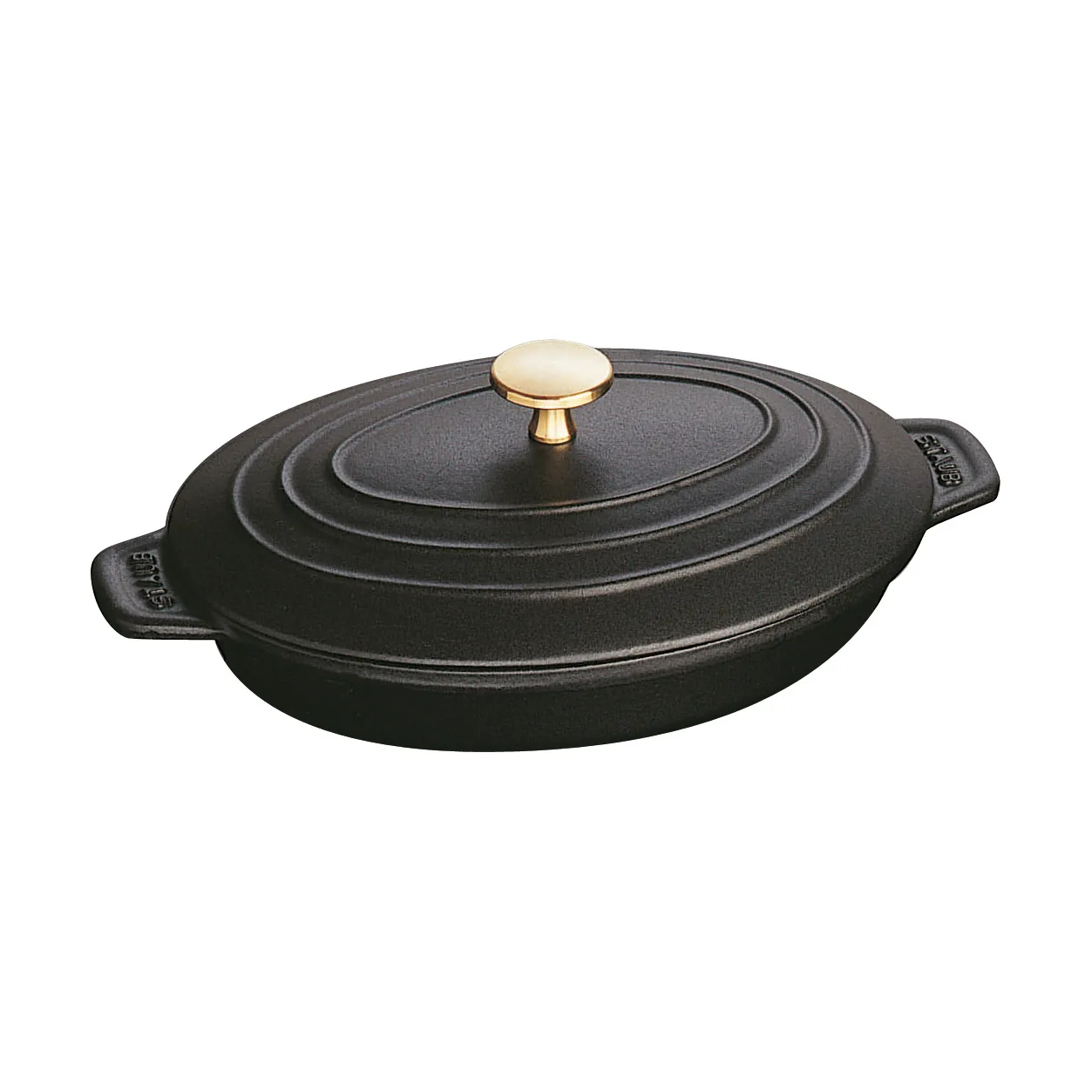 Staub椭圆形铸铁烤盘带盖23cm, 黑色 STAUB