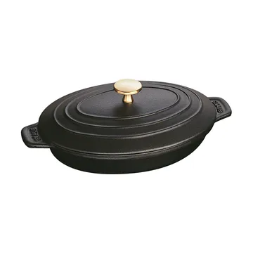 Staub椭圆形铸铁烤盘带盖23cm - 黑色 - STAUB