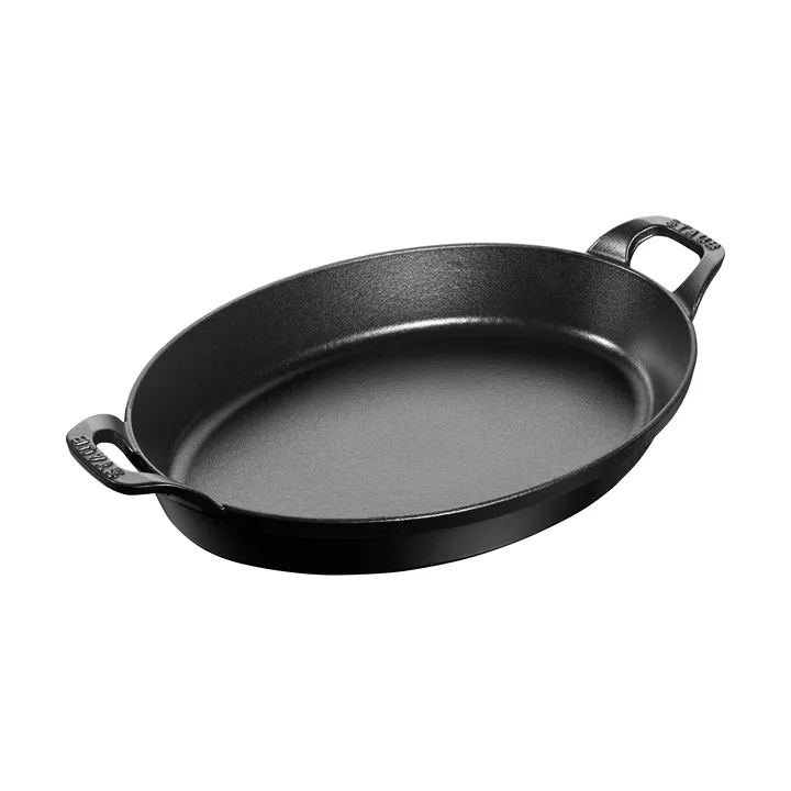Staub椭圆形铸铁烤盘32cm - 黑色 - STAUB