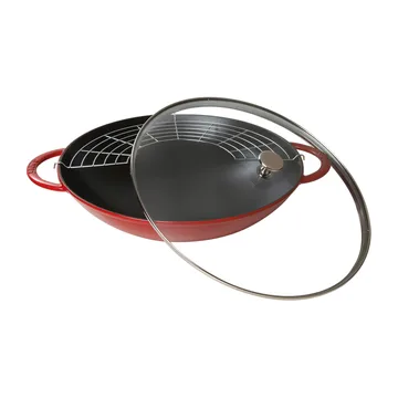 Wok with glass lid Ø37 cm 5.7 L - 红色 - STAUB