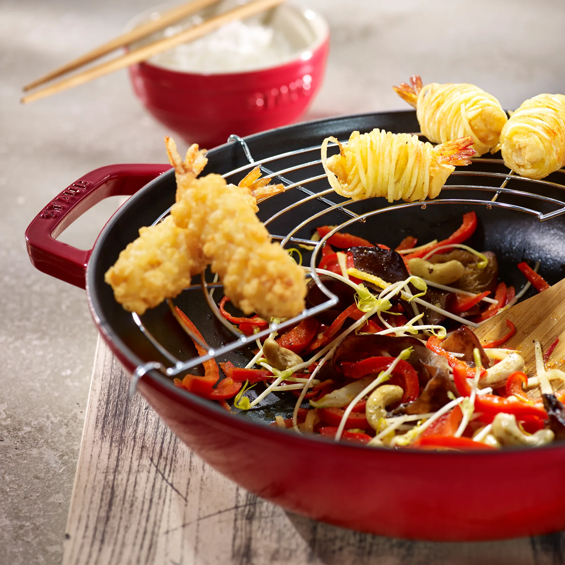 Wok with glass lid Ø37 cm 5.7 L, 红色 STAUB